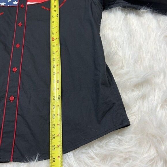 Coofandy Mens Button Front Shirt Western American Flag Long Sleeve Collar Large - Picture 9 of 10